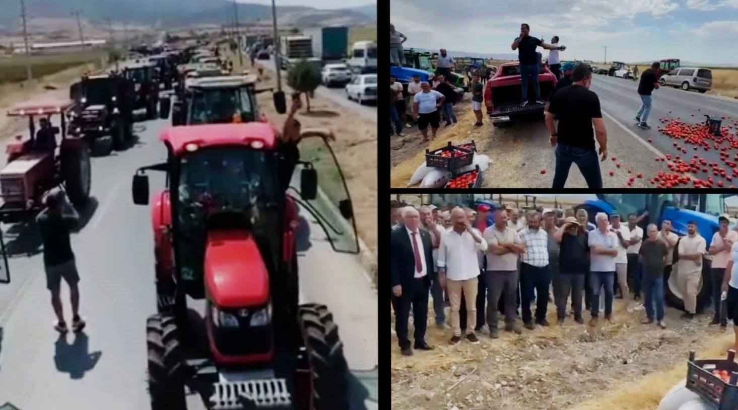  Kahramanmaraş’ta domates ve biber üreticileri, fiyatların masraflarını karşılamamasını protesto etmek